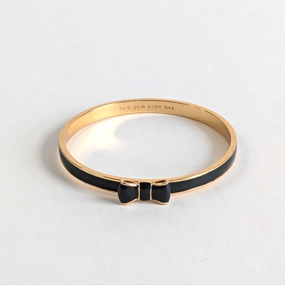 kate spade Black and Gold Enamel Bow Bangle Bracelet